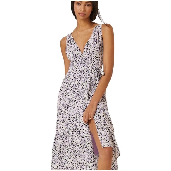 Anthropologie Hutch Midi Wrap Dress Hi-Lo Purple Floral XS - Picture 1 of 14